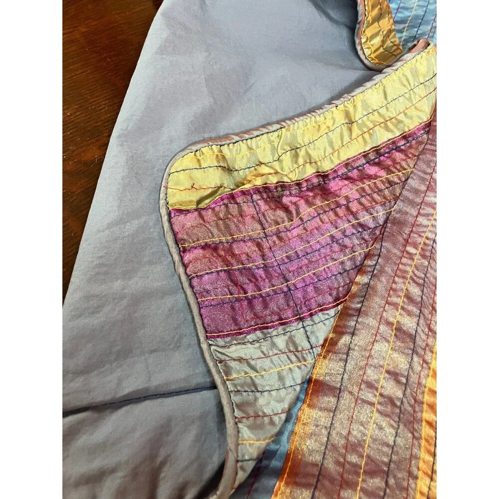 iridescent Wamsutta Standard 2 Pillow Shams Set 2 Blue Multicolor Striped 20x26